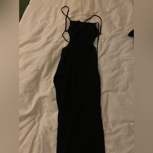 Backless Double Slit knit dress with matching crop sweater